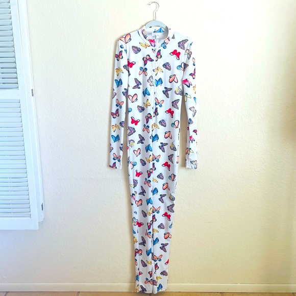 Vintage Ivory Butterfly Jumpsuit Bodysuit~Size M - Picture 2 of 14